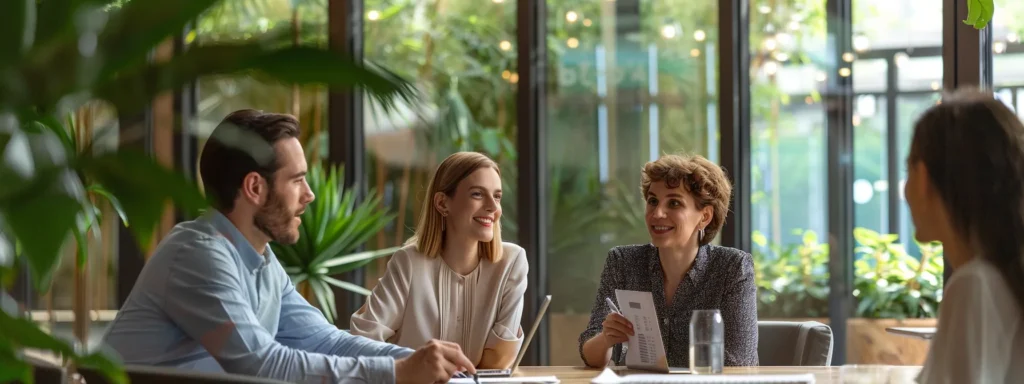 Stakeholders discuss the latest version of an RFP presented by an RFP management tool